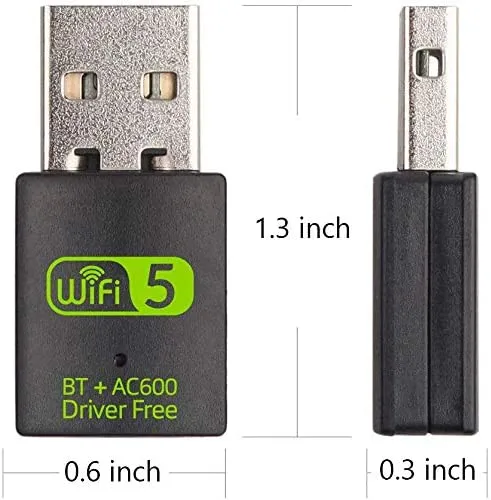 USB WiFi Bluetooth Adapter, 600Mbps Dual Band 2.4/5Ghz Wireless Network External Receiver, Mini WiFi Dongle for PC/Laptop/Desktop