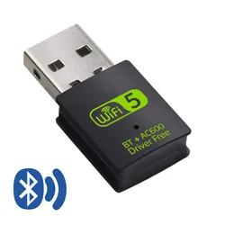 USB WiFi Bluetooth Adapter, 600Mbps Dual Band 2.4/5Ghz Wireless Network External Receiver, Mini WiFi Dongle for PC/Laptop/Desktop