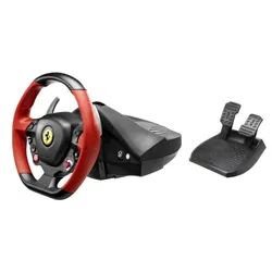 عجلة قيادة ودواسات من ترست ماستر تصميم فيراري WHEELT hrustmaster Ferrari 458 Spider Racing Wheel, Kinect detection LED, Xbox One - Red