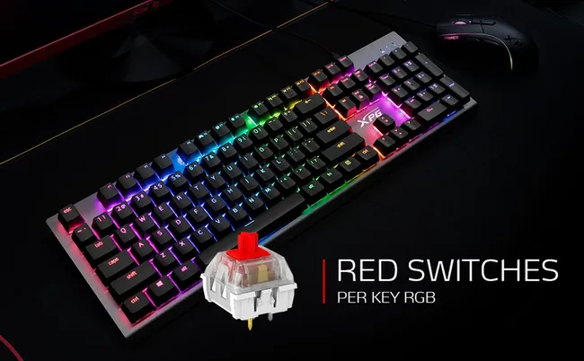 XPG MAGE Wired Gaming Keyboard Black RGB Mechanical KAILH RED Backlight Key Switches