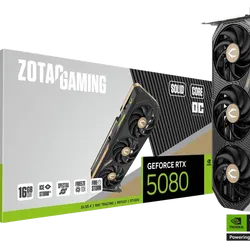 ZOTAC GAMING GeForce RTX 5080 SOLID CORE OC Graphics Card - 16GB GDDR7, PCIe 5.0, Advanced Cooling, DLSS 4, Ray Tracing, HDMI 2.1b & DisplayPort 2.1b Support