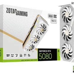 ZOTAC GAMING GeForce RTX 5080 SOLID OC White Edition Graphics Card - 16GB GDDR7, Advanced Cooling System, DLSS 4, Ray Tracing, PCIe 5.0, HDMI 2.1b & DisplayPort 2.1b